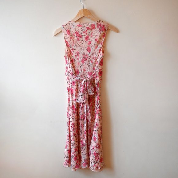 Vintage Ann Taylor Silk Crepe Cottagecore 90's Floral Spring Summer Dress - Picture 4 of 8